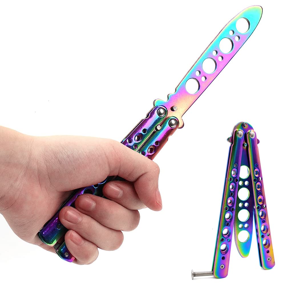 Proberos Butterfly Knives Trainer with O-Ring Latch for Beginner, Children, Butterfly Knives Lover & More, Balisong Trainer with Unsharpened Blade for Practicing Flipping Tricks(Colorful) Proberos Butterfly Knives Trainer with O-Ring Latch for Beginner, Children, Butterfly Knives Lover & More, Balisong Trainer with Unsharpened Blade for Practicing Flipping Tricks(Colorful)